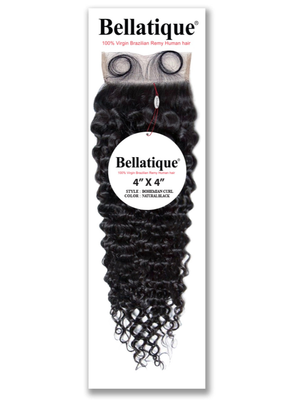15A BELLATIQUE 100% Virgin Hair 4x4 Closure - Bohemian Curl (12"- 20")