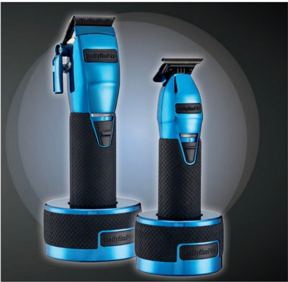 BaBylissPRO Blue FX Boost+ Limited Edition Clipper & Trimmer Set w/ Charging Base