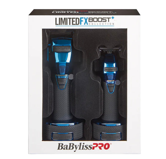 BaBylissPRO Blue FX Boost+ Limited Edition Clipper & Trimmer Set w/ Charging Base