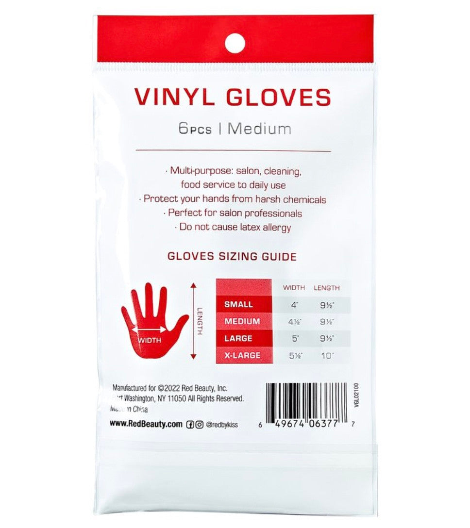 RED Black Vinyl Gloves 6 Pcs