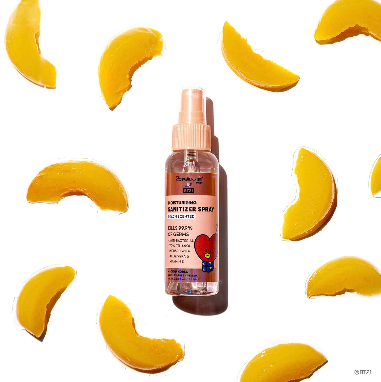 THE CREME SHOP BT21 TATA Sanitizing Spray (Peach Scented) (3.38 oz)