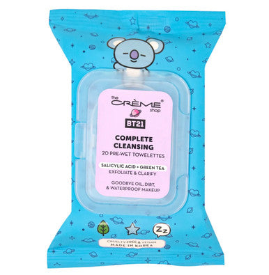 THE CREME SHOP BT21 KOYA Complete Cleansing Towelettes - Salicylic Acid & Green Tea