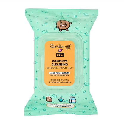 THE CREME SHOP BT21 SHOOKY Complete Cleansing Towelettes - Aloe Vera & Lemon