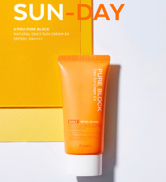 [A'PIEU] Pure Block Natural Daily Sun Cream EX SPF50 PA++++ (3.38 oz)