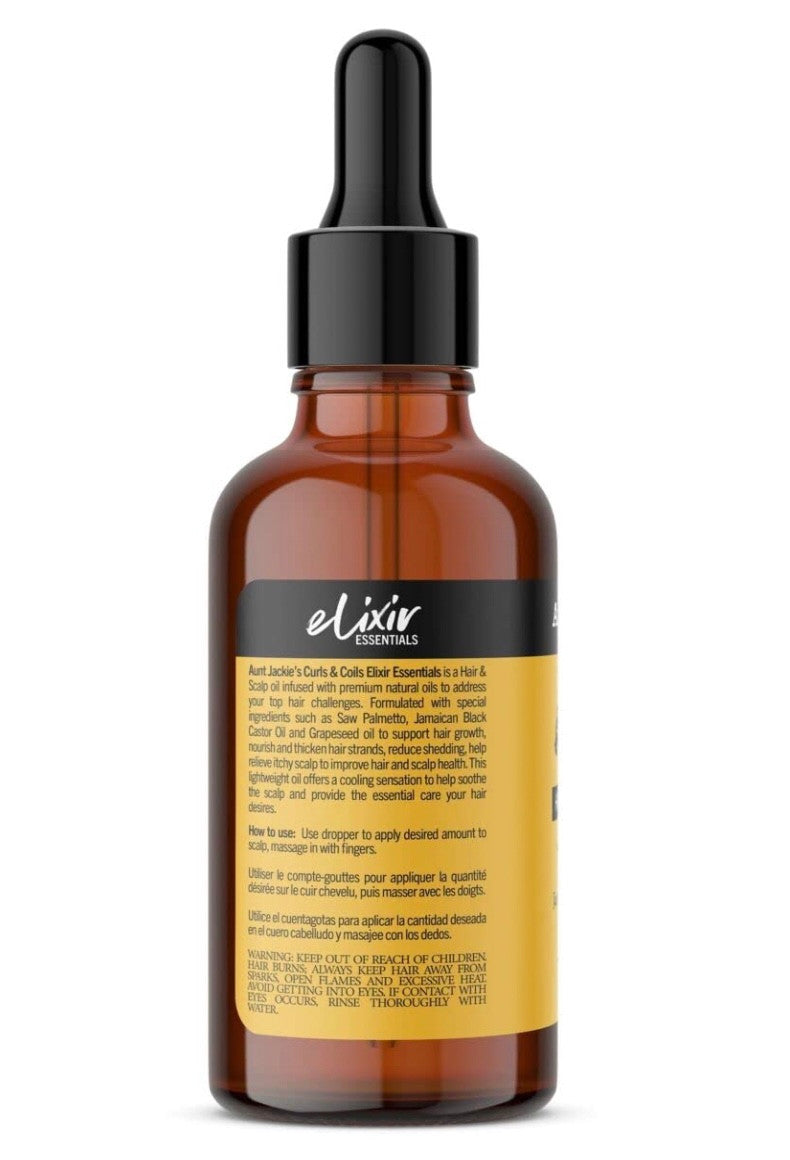 Aunt Jackie's Elixir Essentials Hair & Scalp Oil - Saw Palmetto, Jamaican Black Castor Oil & Grapeseed Oil
