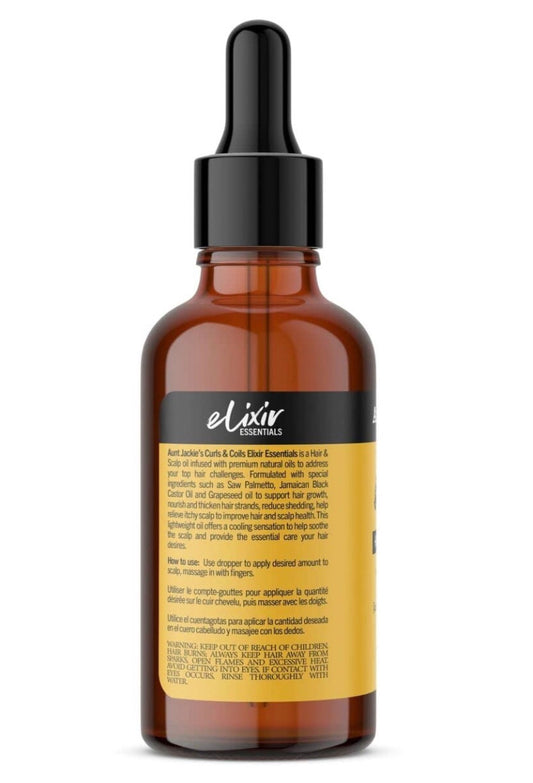 Aunt Jackie's Elixir Essentials Hair & Scalp Oil - Saw Palmetto, Jamaican Black Castor Oil & Grapeseed Oil