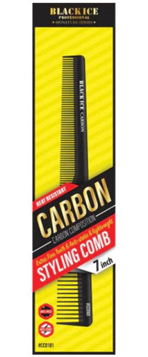 Black Ice  Professional Carbon Styling Comb 7"