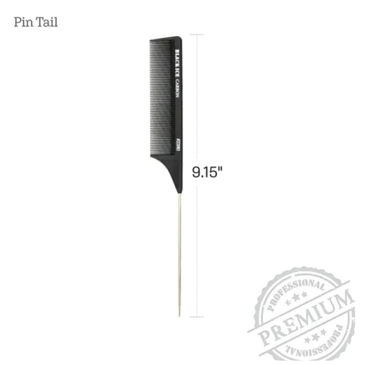 Black Ice Professional Carbon Pin Tail Comb 9"