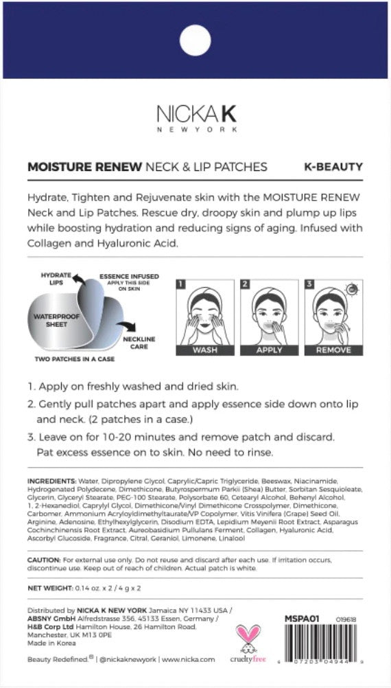 NICKA K Moisture Renew Neck & Lip Gel Patches 4pcs
