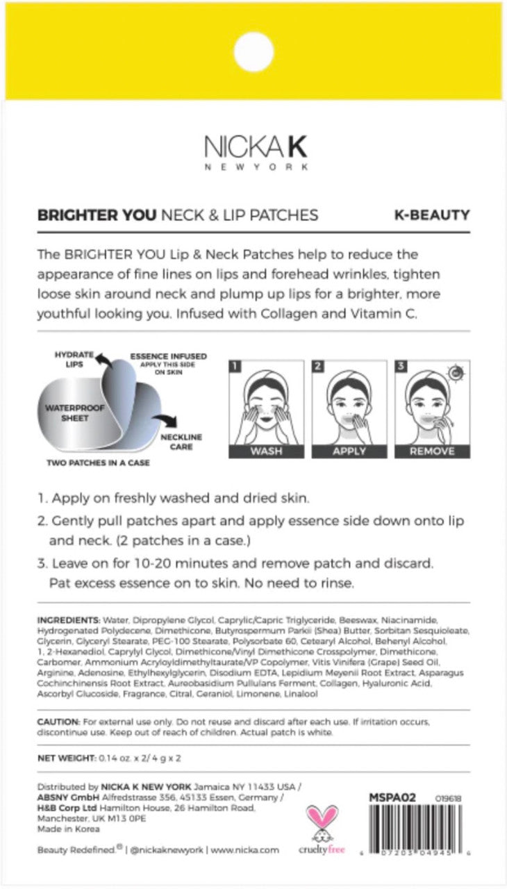 NICKA K Brighter You Neck & Lip Gel Patches 4pcs