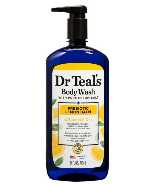 Dr. Teal's Body Wash With Pure Epsom Salt, Prebiotic Lemon Balm (24oz)