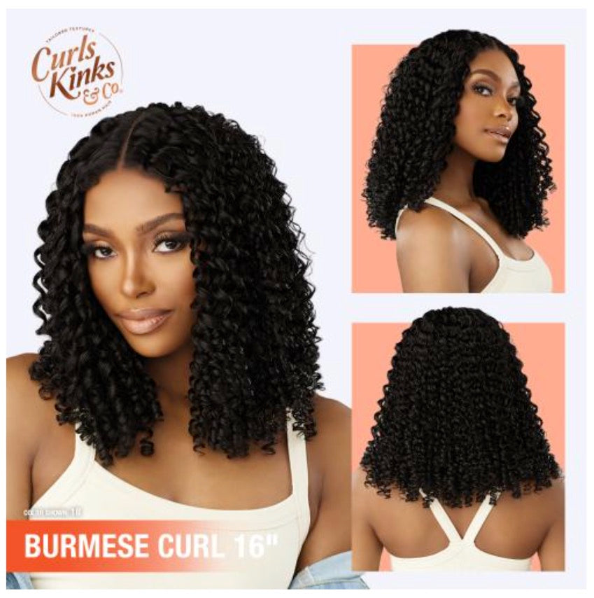 SENSATIONNEL Synthetic Curls Kinks N Co Kinky Edges Y-Part Lace Wig - Burmese Curl 16"