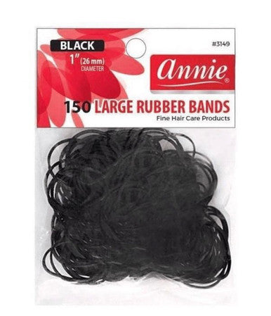 Annie Black Rubber Bands - Large Size (150ct)
