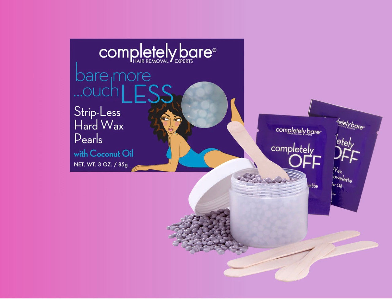 Completely Bare bare more ouch LESS Strip-Less Hard Wax Pearls Kit