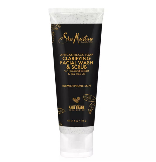 SheaMoisture African Black Soap Clarifying Facial Wash & Scrub (4 oz)