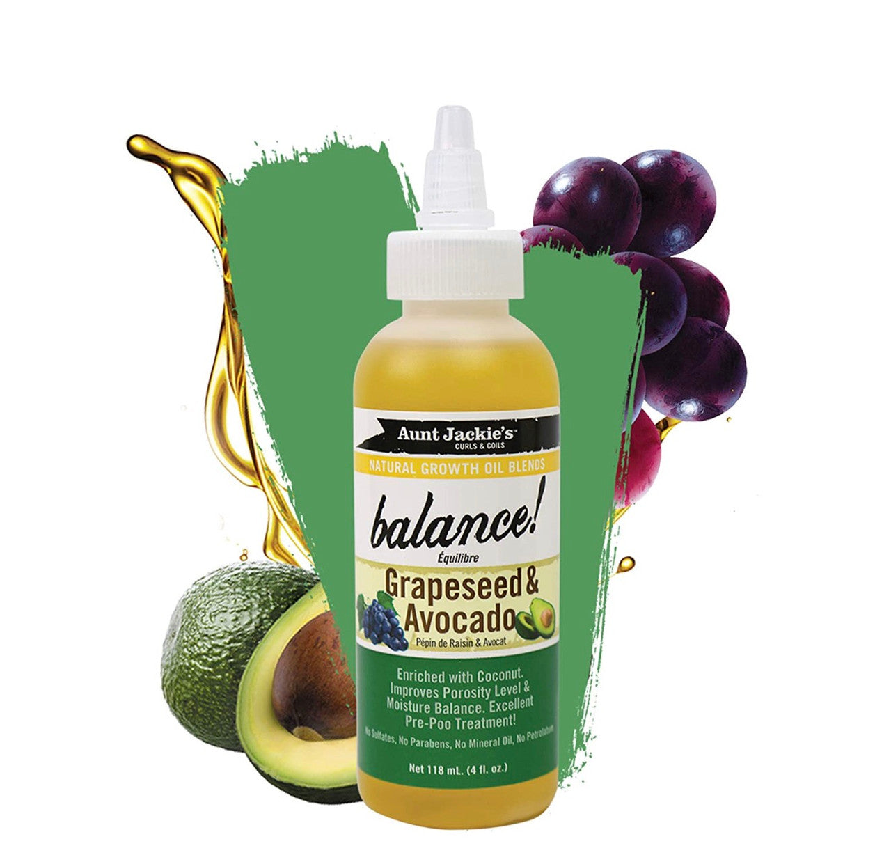 Aunt Jackie's Natural Growth Oil Blends Balance  Grapeseed and Avocado