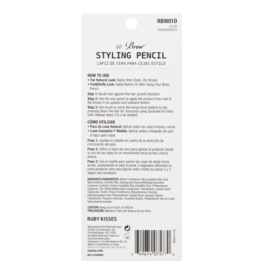 Ruby Kisses Brow Styling Pencil Clear Transparent