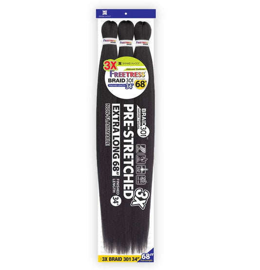 SHAKE N GO Freetress Synthetic Pre Stretched Braid - 3X BRAID 301 34"