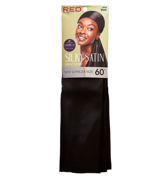 RED Silky Wrap Scarf (Black)