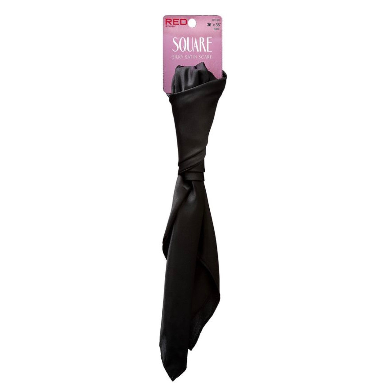 RED Silky Satin Square Wrap Scarf (Black)