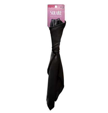 RED Silky Satin Square Wrap Scarf (Black)