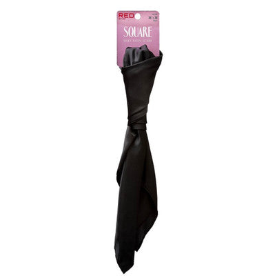 RED Silky Satin Square Wrap Scarf (Black)