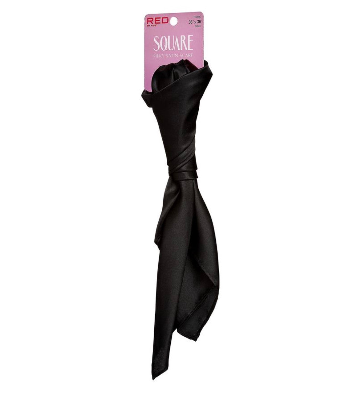 RED Silky Satin Square Wrap Scarf (Black)