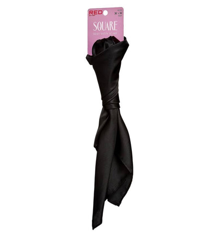 RED Silky Satin Square Wrap Scarf (Black)