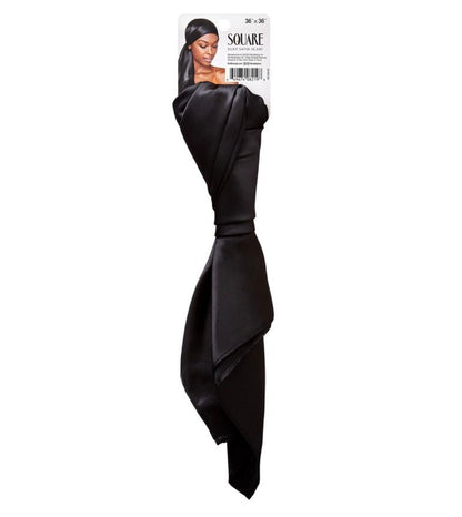 RED Silky Satin Square Wrap Scarf (Black)