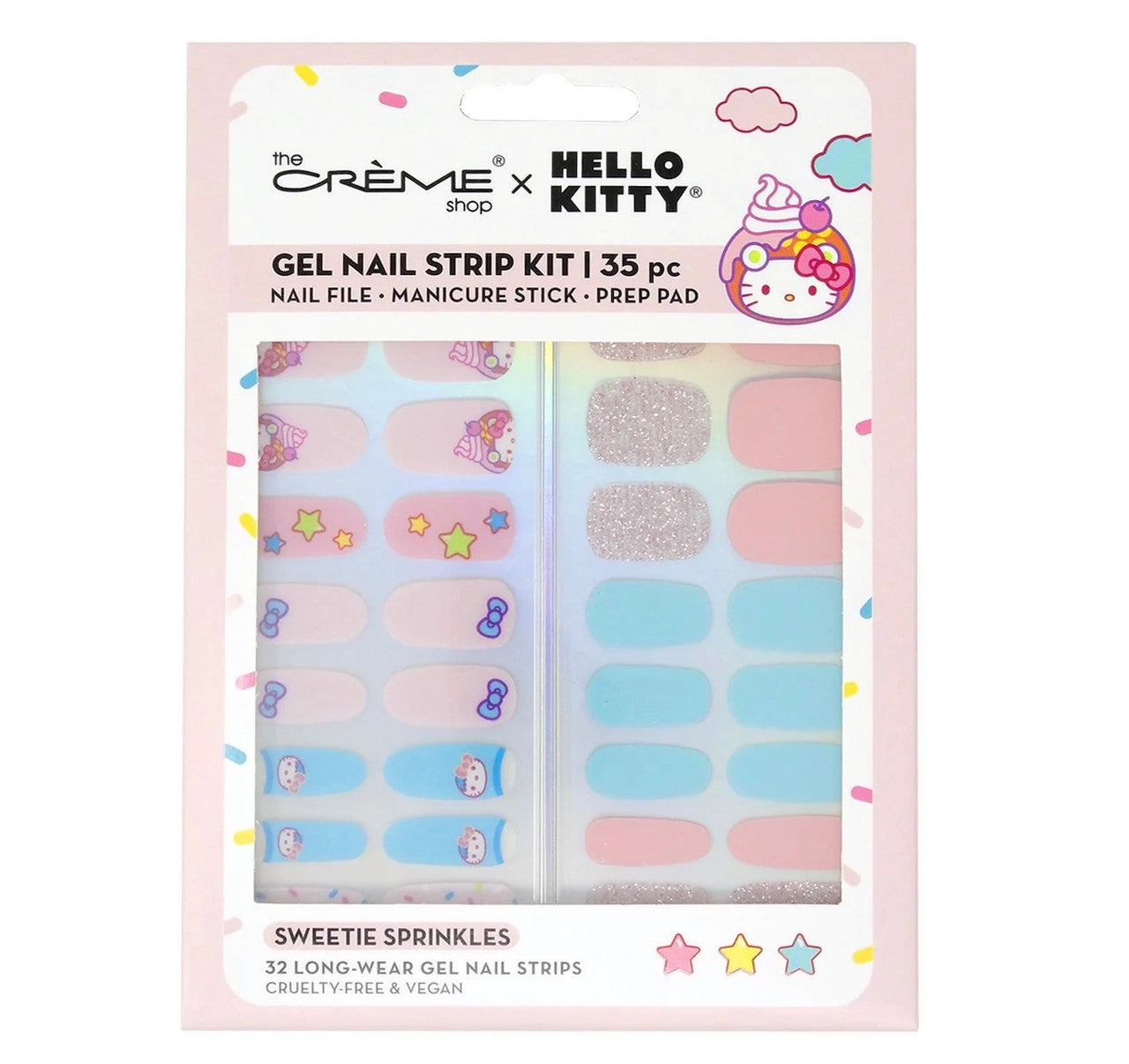 THE CREME SHOP Hello Kitty Gel Nail Strips Kit - "Sweetie Sprinkles"