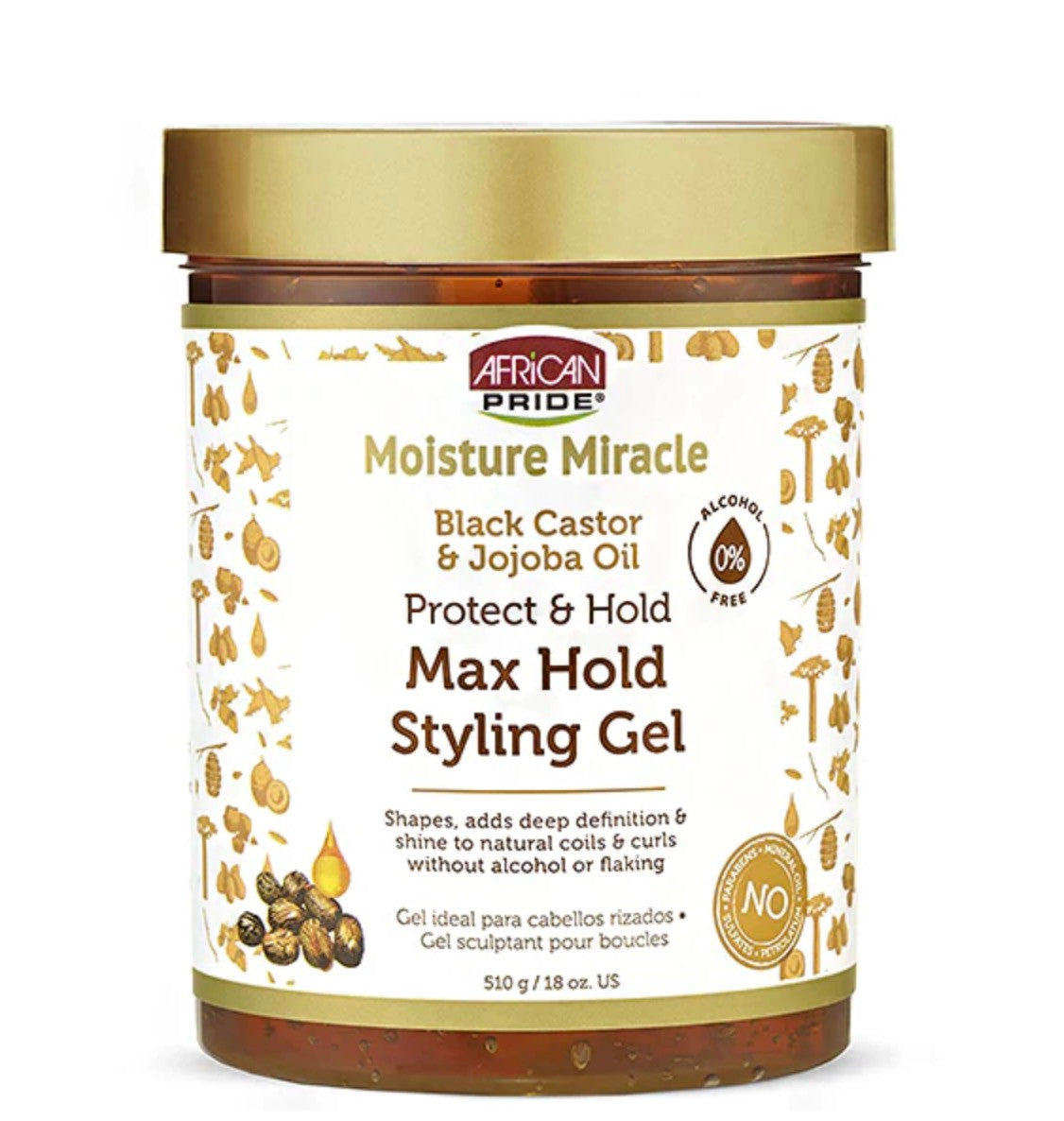 African Pride Moisture Miracle Black Castor & Jojoba Oil Max Hold Styling Gel (18 oz)