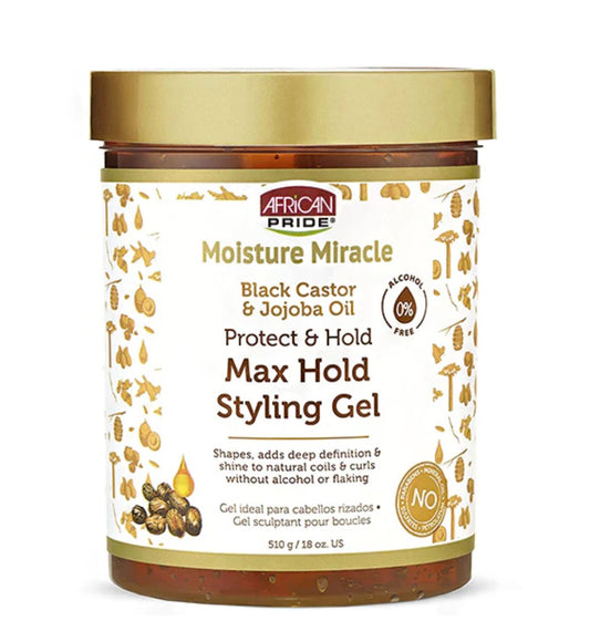 African Pride Moisture Miracle Black Castor & Jojoba Oil Max Hold Styling Gel (18 oz)