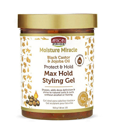 African Pride Moisture Miracle Black Castor & Jojoba Oil Max Hold Styling Gel (18 oz)