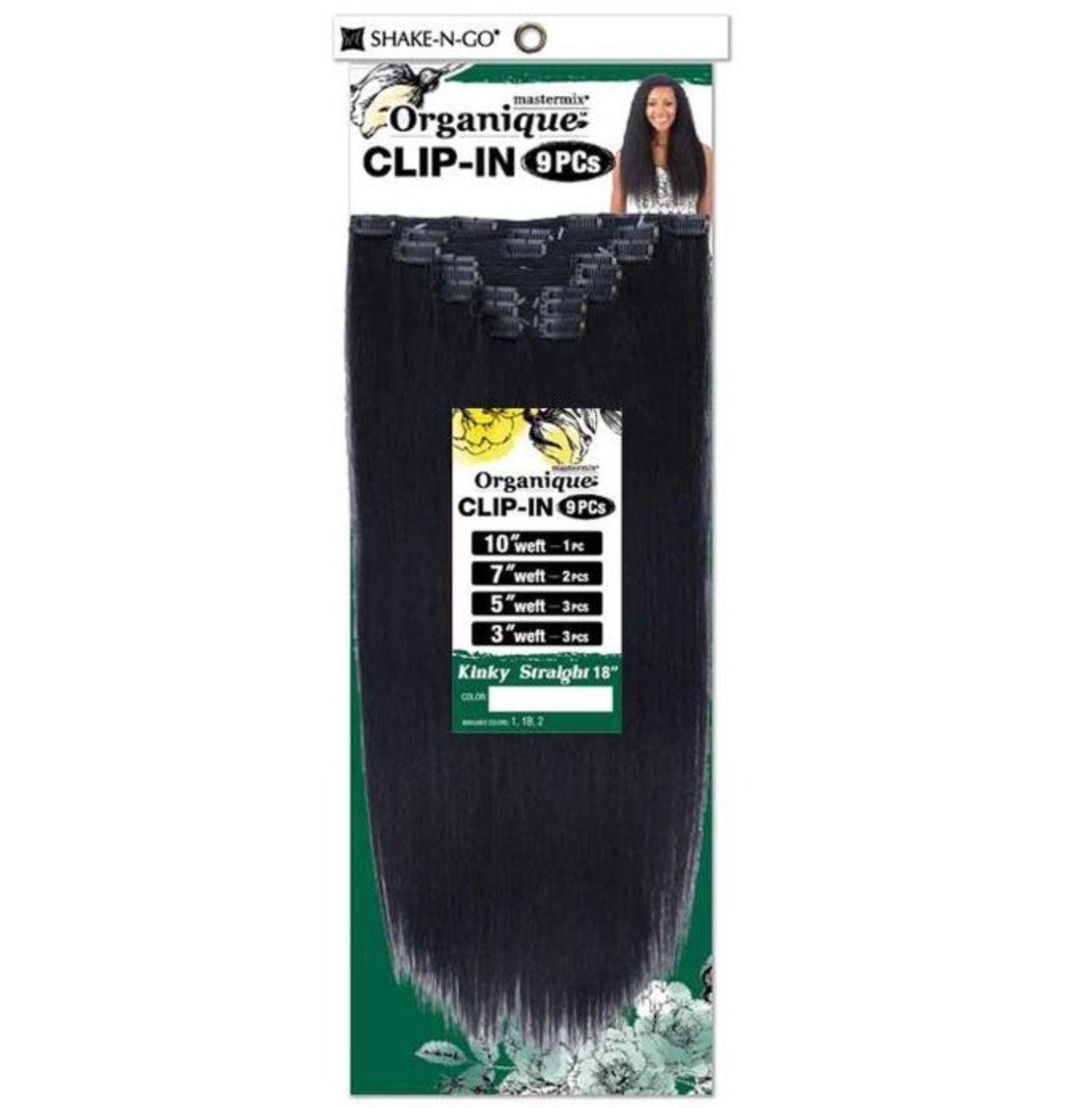SHAKE N GO Organique  Mastermix Synthetic Clip In Extension - KINKY STRAIGHT 18" (9pcs)