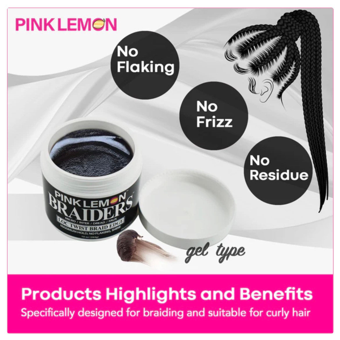 [WHOLESALE] PINK LEMON Braiders Loc Twist Braid Edge