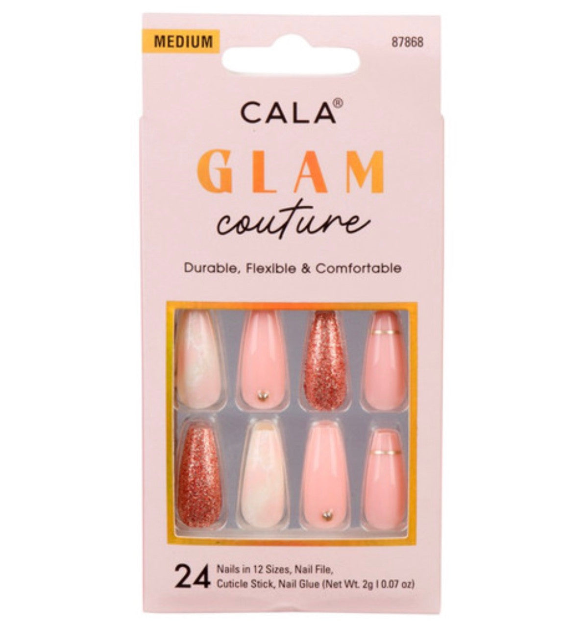 CALA Glam Couture Medium Coffin Nail - Blush Marble