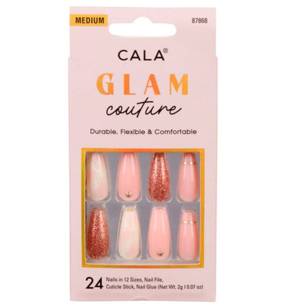 CALA Glam Couture Medium Coffin Nail - Blush Marble
