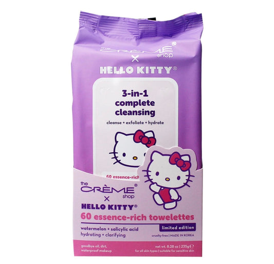 THE CREME SHOP Hello Kitty (Purple) 3-IN-1 Cleansing Towelettes - Watermelon (60ct)