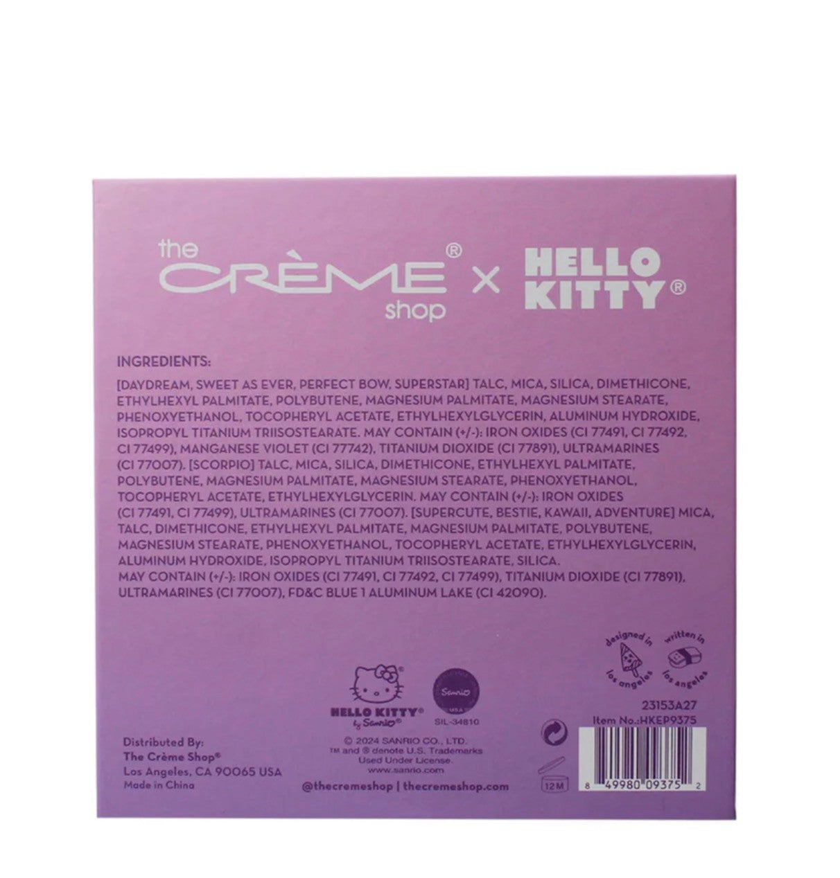THE CREME SHOP Hello Kitty (Purple) Kawaii Cute Eyeshadow Palette