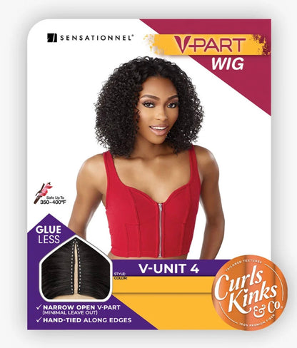 SENSATIONNEL Synthetic Curls Kinks N Co Glueless Lace Wig - V-Part Unit 4