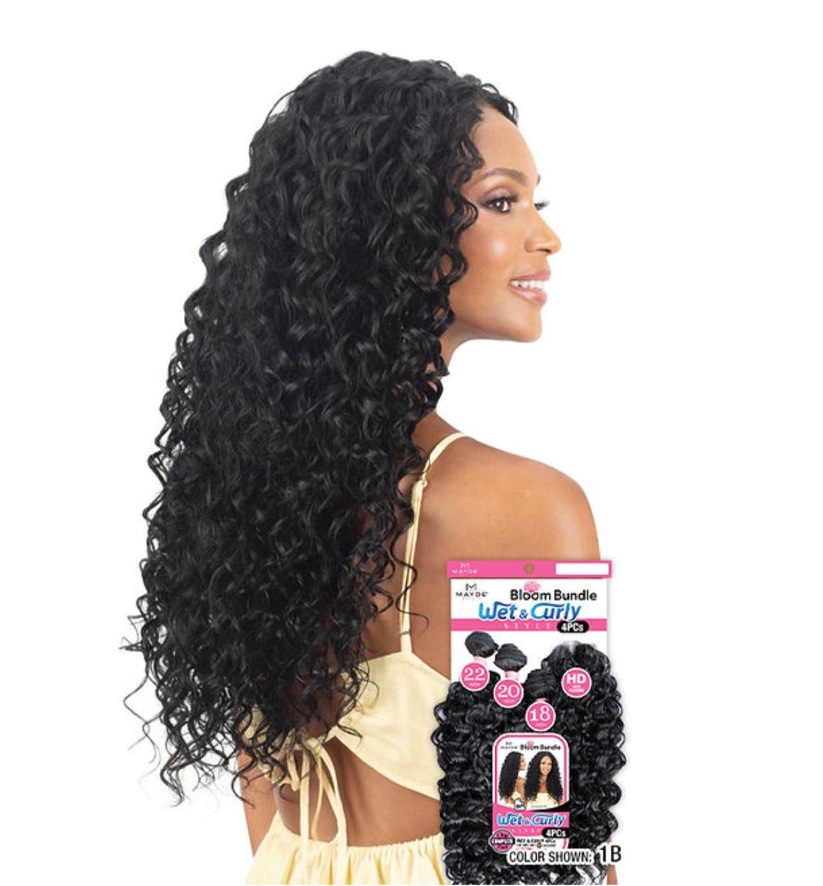 Mayde Beauty Synthetic Bloom Bundle Weave - Wet & Curly 4PCS (18"20"22"+CL)