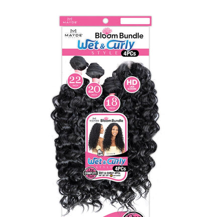 Mayde Beauty Synthetic Bloom Bundle Weave - Wet & Curly 4PCS (18"20"22"+CL)