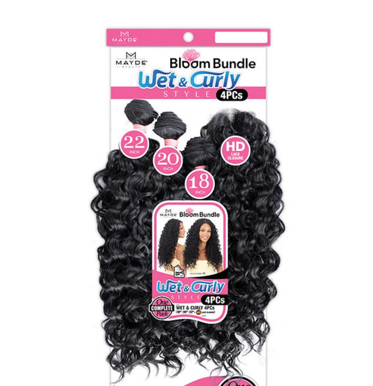 Mayde Beauty Synthetic Bloom Bundle Weave - Wet & Curly 4PCS (18"20"22"+CL)