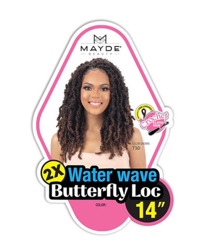 Mayde Beauty Synthetic Crochet Braids - 2X Water Wave Butterfly Loc 14"