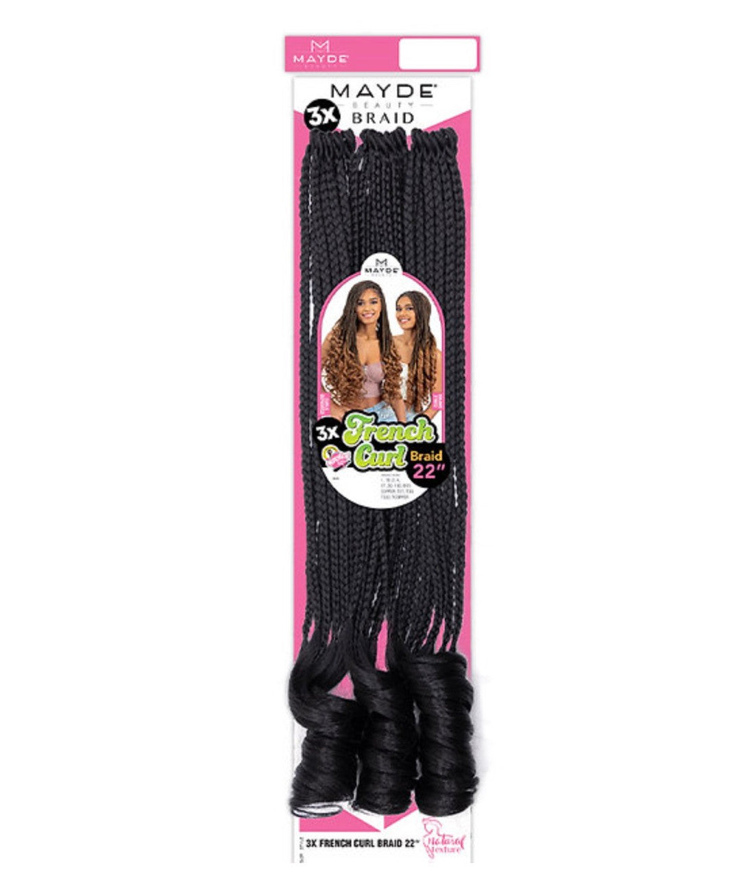 Mayde Beauty Synthetic Crochet Braids - 3X French Curl Braid 22”