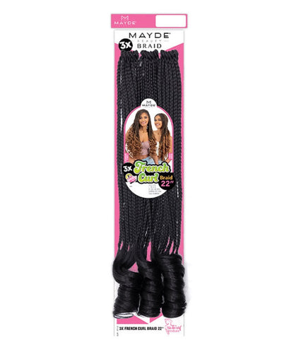 Mayde Beauty Synthetic Crochet Braids - 3X French Curl Braid 22”