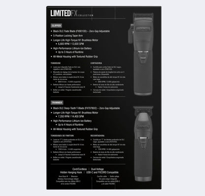 BaBylissPRO LimitedFX Black Trimmer & Clipper Gift Set