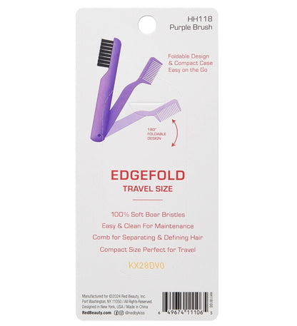 RED Folding Edge Brush w/ Case Purple