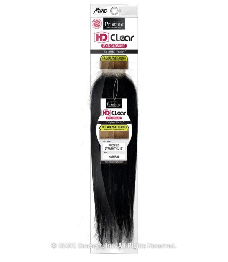 MANE CONCEPT Pristine 2X6 HD Clear Lace Closure - Straight (10"-18")