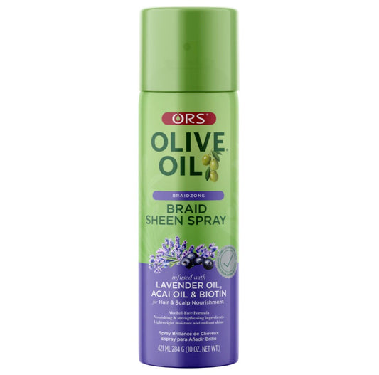 ORS Olive Oil Braidzone Sheen Spray Infused with Lavender, Acai Oil & Biotin (10 oz)